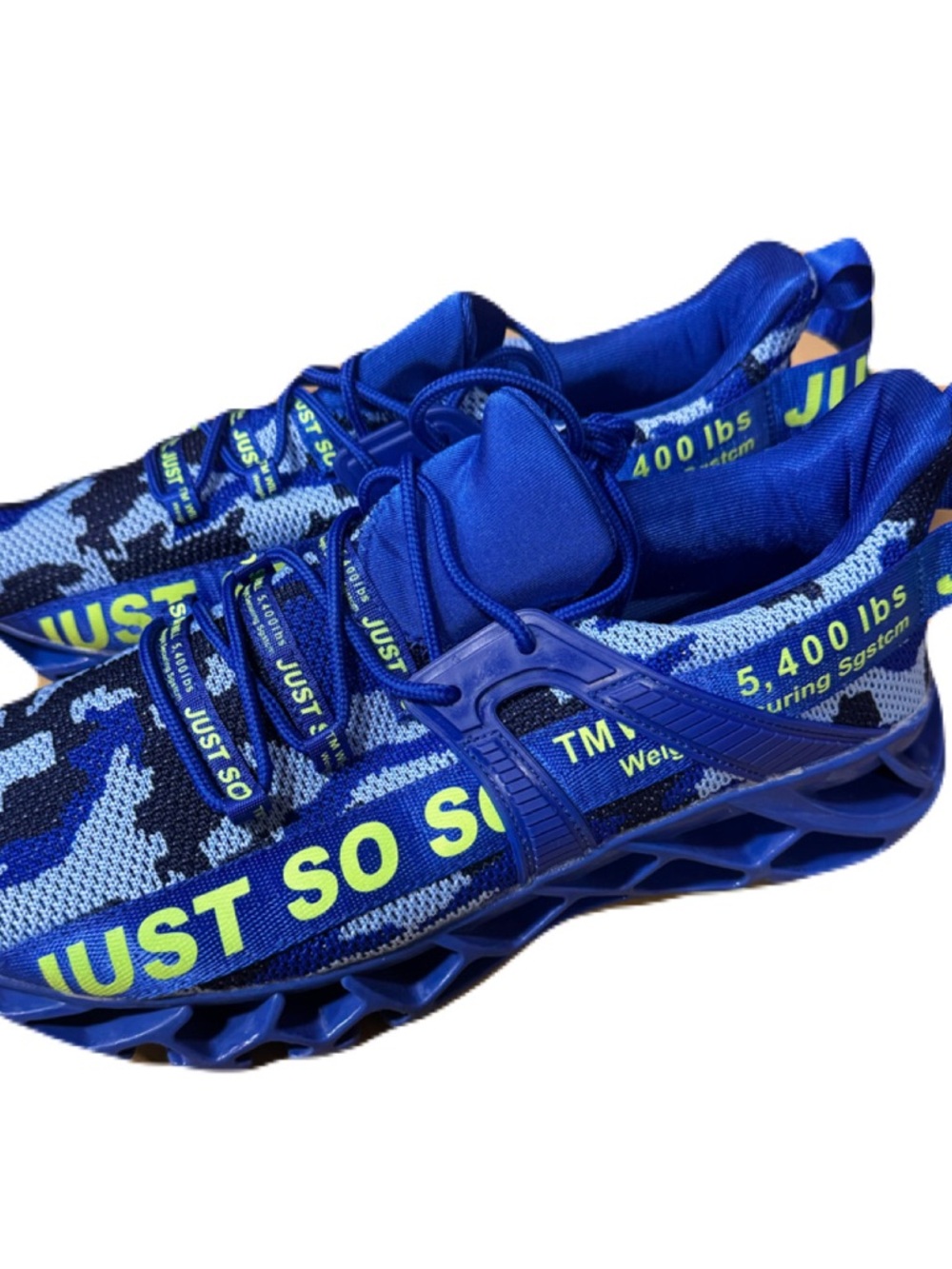 Just So So Size 44 Blue Camoflauge Athletic Sneaker